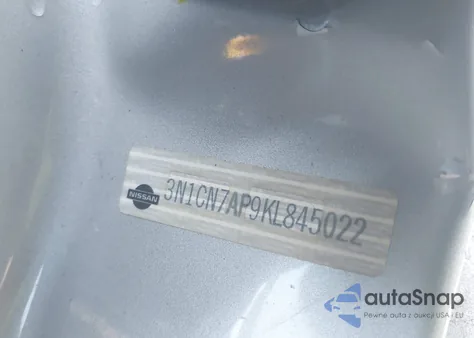 2019 Nissan Versa 1.6 Sv z USA, uszkodzony, nr VIN 3N1CN7AP9KL845022